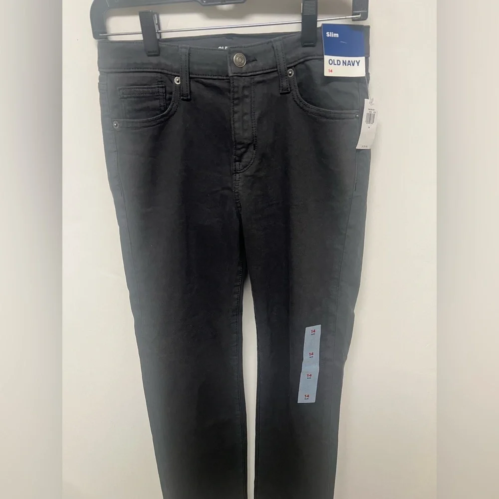 OLD NAVY BOYS CHARCOAL SIZE 14 SLIM BUILT-IN FLEX JEANS. NWT